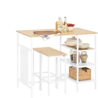 SoBuy OGT51-WN Bartisch Set 3-teilig Esstisch Bistrotisch mit 2