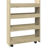 VidaXL Aufbewahrungswagen Schmal 4 Etagen Sonoma Eiche Holzwerkstoff