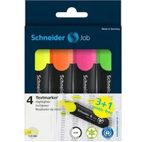 Schneider Textmarker Job 4er Etui sortiert, 3+1 Aktion 115094
