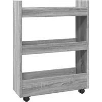 VidaXL Aufbewahrungswagen Schmal 3 Etagen Grau Sonoma Holzwerkstoff