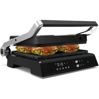 Goplus 2000W Kontaktgrill, Panini Pressgrill mit 5 Grill-Programme, 0-4H