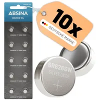 Absina SR626SW Uhrenbatterie 1,55V Silberoxid 10er Pack - Knopfzellen