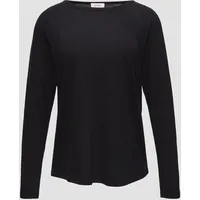 S.Oliver - Langarmshirt mit Flammgarnstruktur und Raglanärmeln, Damen, schwarz,