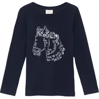 S.Oliver - Langarmshirt mit Glitzer-Print, Kinder, blau, 104/110