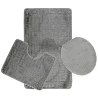 COFI 3-Teilig Bad Garnitur Badematte Badvorleger Wasser absobierend Muster