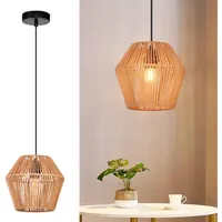 GBLY Hängelampe Vintage Rattan Pendelleuchte: Boho Esszimmerlampe 150 cm