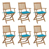 VidaXL Klappbare Gartenstühle 6 Stk. mit Kissen Massivholz Akazie