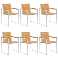 VidaXL Gartenstühle 6 Stk. mit Kissen Massivholz Teak