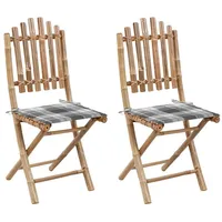 VidaXL Klappbare Gartenstühle 2 Stk. mit Kissen Bambus