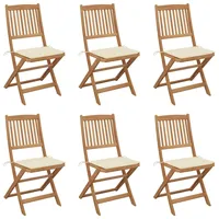 VidaXL Klappbare Gartenstühle 6 Stk. mit Kissen Massivholz Akazie