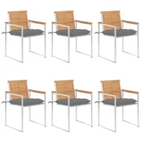 VidaXL Gartenstühle 6 Stk. mit Kissen Massivholz Teak