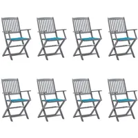 VidaXL Klappbare Gartenstühle 8 Stk. mit Kissen Massivholz Akazie