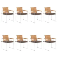 VidaXL Gartenstühle 8 Stk. mit Kissen Massivholz Teak