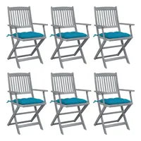 VidaXL Klappbare Gartenstühle 6 Stk. mit Kissen Massivholz Akazie