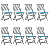 VidaXL Klappbare Gartenstühle 8 Stk. mit Kissen Massivholz Akazie