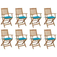 VidaXL Klappbare Gartenstühle mit Kissen 8 Stk. Massivholz Akazie