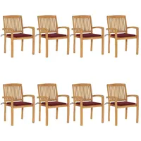 VidaXL Stapelbare Gartenstühle mit Kissen 8 Stk. Massivholz Teak