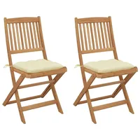 VidaXL Klappbare Gartenstühle 2 Stk. mit Kissen Massivholz Akazie
