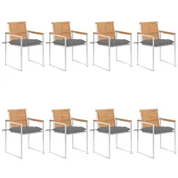 VidaXL Gartenstühle 8 Stk. mit Kissen Massivholz Teak