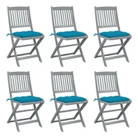 VidaXL Klappbare Gartenstühle 6 Stk. mit Kissen Massivholz Akazie
