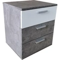 Hti-Living Nachtkommode 3 Schubladen Nina Beton Weiß 2er-Set