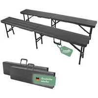 Lemodo Klappbank im 2er Set, schwarz, mobile Sitzbank 180x25cm,