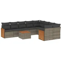 VidaXL Garten-Sofagarnitur 10-tlg. grau