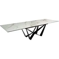 DeLife Esstisch Edge 200-300x100 Keramik Calacatta Luxe Weiß-Gold-Grau Spider