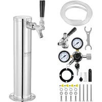 Vevor Kegerator-Bierturm-Kit, Einzelzapfhahn-Bierumrüstsatz, Edelstahl-Fass-Bierturm-Zapfanlage mit Doppelmessgerät W21.8-Regler und S-System-Fasskupplung