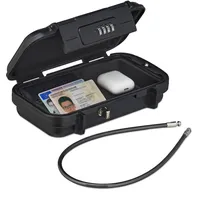 Relaxdays Sicherheitsbox mit Zahlenschloss, tragbar, Sicherungskabel, Autosafe, wasserdicht, hbt: