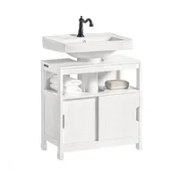 SoBuy Waschbeckenunterschrank mit 2 Türen Weiß 60x30x60cm Rustikal