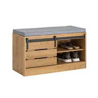 SoBuy Schuhbank Braun Holzwerkstoff 80x48x35 cm, Garderobe, Garderobenbänke, Schuhbänke
