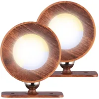 Lunartec 2er-Set CCT-LED-Wandlampen, Magnetfuß, dimmbar, Touchtasten, walnuss