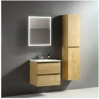 Alpenberger Badmöbel Waschbecken mit Unterschrank | Waschtisch mit Hochschrank