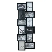 Levandeo Bilderrahmen 12 Fotos 10x15 Schwarz 32x83cm Fotogalerie Glasscheiben
