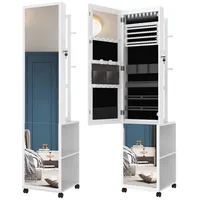 Gurexl Hzuaneri Schmuckschrank, Spiegelschrank, stehender Schmuck-Organizer mit 1 Kleiderständer,