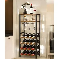 DanDiBo Ambiente DanDiBo Weinregal Metall Schwarz Stehend mit Glashalter