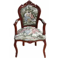 Casa Padrino Barock Esszimmer Stuhl mit Armlehne Gobelin "Love