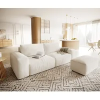 DeLife Big-Sofa Lanzo XL 270x130 cm Bouclé Creme-Weiß mit