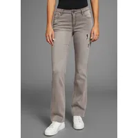 Arizona Bootcut-Jeans Ultra-Stretch ausgestellte Beinform, modischer Used-Look, normale Leibhöhe