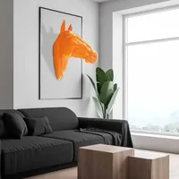Casa Padrino Luxus Wanddeko Skulptur Pferdekopf Orange 22 x
