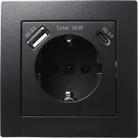 McPower Schutzkontakt-Steckdose Flair 1 St. Schwarz