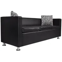 VidaXL Sofa 3-Sitzer Kunstleder Schwarz