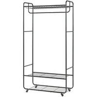 [en.casa] Rollbarer Garderobenständer Vestvågøy 176x90x40 cm Schwarz
