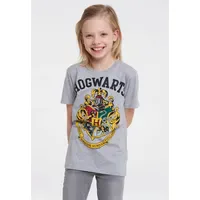 LOGOSHIRT T-Shirt "Hogwarts", Mädchen, Gr. 128, grau (grau, meliert),