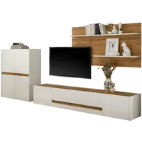 Furn.design Wohnwand "Center" in weiß und Wotan Eiche 343