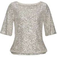 LASCANA Paillettenshirt mit weiten Ärmeln, festliches Glitzershirt, Partyshirt, Gr.
