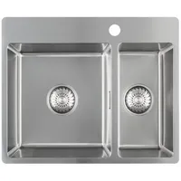 Caressi Spülbecken CABL3318KR15 33x35+18x35 cm - Silber