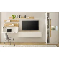 Furn.design Wohnwand Center in weiß Eiche Wohnkombination 340 cm,