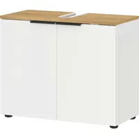 KADIMA DESIGN Waschbeckenunterschrank mit Siphonaussparung, 70x34x58, Weiß-Beige, Made in